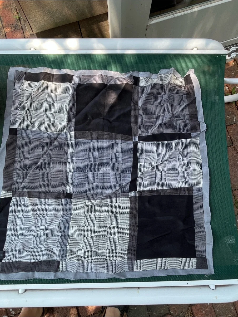 Adrienne Vittadini Black & Gray geometric Decorative scarf